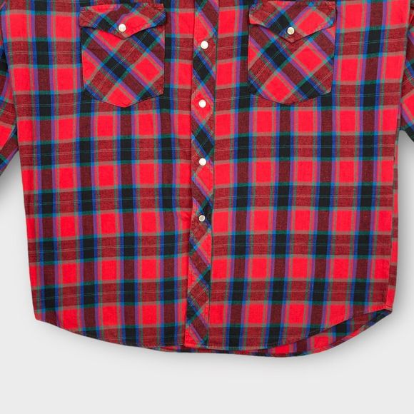 VTG Big Mac Men's Large Tall Plaid Flannel Shirt Pearl Snap Button Long Sleeve - Picture 6 of 9